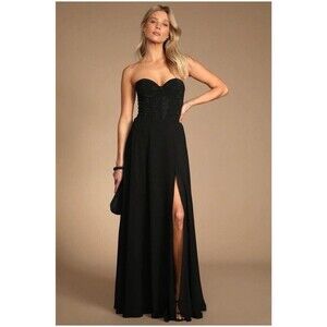 Lulu's Black Strapless Maxi Dress